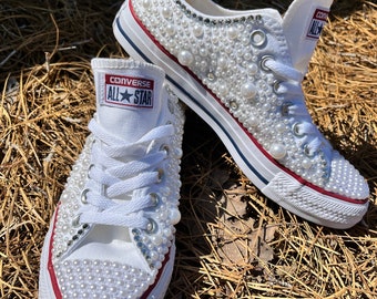 Bling Shoes Shoes Pearl and Crystal Encrusted Sneakers for Sparkling Style