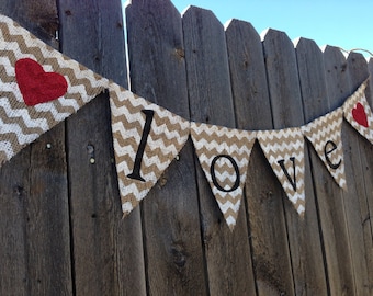 Valentine Garland Love Bunting Valentines Banner Valentines Day Decor Burlap Banner Valentine Photo Prop Valentines Day Garland Love