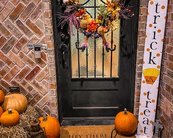 Trick or Treat Sign Halloween Wood Sign Entryway Sign Welcome Halloween Halloween Outdoor Decorations Halloween Party Decor