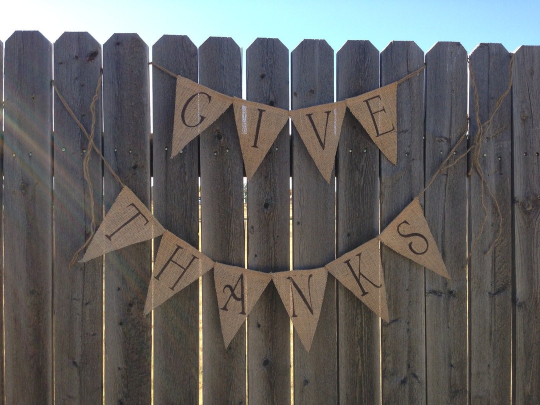 Thanksgiving Decor Thanksgiving Banner Give Thanks Burlap Banner Give ...