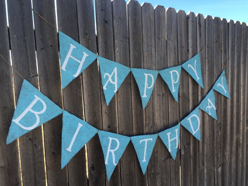 Boy Happy Birthday Burlap Banner Bunting