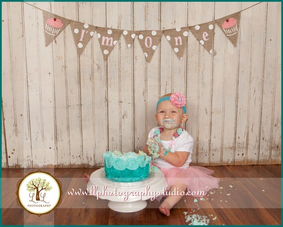 Cupcake Banner First Birthday Girl