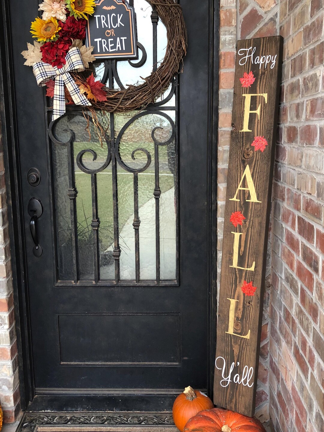 Enjoy Fall Sign Happy Fall Y'all Fall Welcome Sign Fall Porch Decor Porch Signs Fall ...