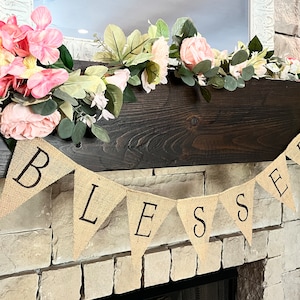 Blessed Burlap Banner Thanksgiving Decor Thanksgiving Burlap Garland Blessed Bunting Thankful Garland Rustic Thanksgiving Home Decor