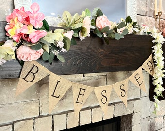 Blessed Burlap Banner Thanksgiving Decor Thanksgiving Burlap Garland Blessed Bunting Thankful Garland Rustic Thanksgiving Home Decor
