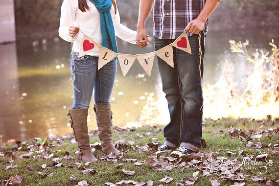 Valentine Banner Valentine Garland Valentines Day Decorations Bridal Shower Garland Wedding Garland Burlap Banner Love Bunting