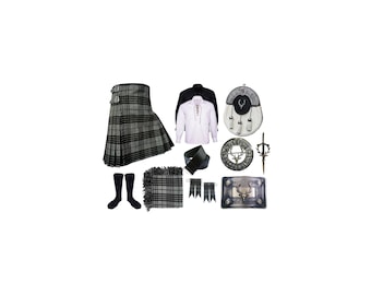 Conjunto de kilt escocés para hombre con estampado de cabeza de ciervo, traje tradicional de 10 piezas.