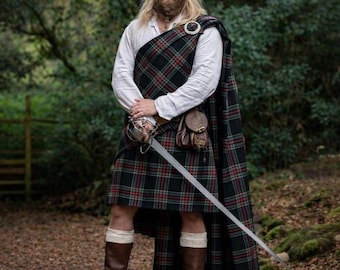 Falda escocesa tradicional, tartán de las Tierras Altas, traje al estilo Outlander.