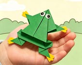 Frog Origami Craft for Kids with Video Tutorial & Printable Easy Tutorial, Moving Paper Craft, Fine Motor Skills Development