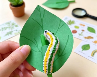 Moving Caterpillar Craft Tutorial | Printable Caterpillar Template | Easy Kids Paper Craft | Instant Download