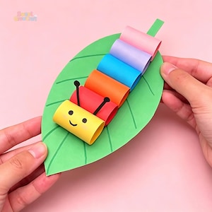 Rainbow Caterpillar Craft Tutorial | Printable Caterpillar Template | Easy Kids Paper Craft | Instant Download