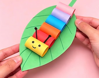 Rainbow Caterpillar Craft Tutorial | Printable Caterpillar Template | Easy Kids Paper Craft | Instant Download