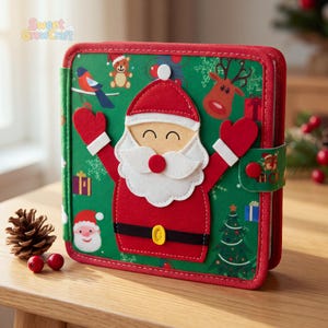Custom Christmas Felt Quiet Book Personalized Montessori Busy Book Holiday Sensory Travel Toy Christmas Gift