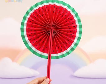 Printable Kids Craft Template | Watermelon Folding Paper Fan DIY | Summer Activity for Toddlers and Kids