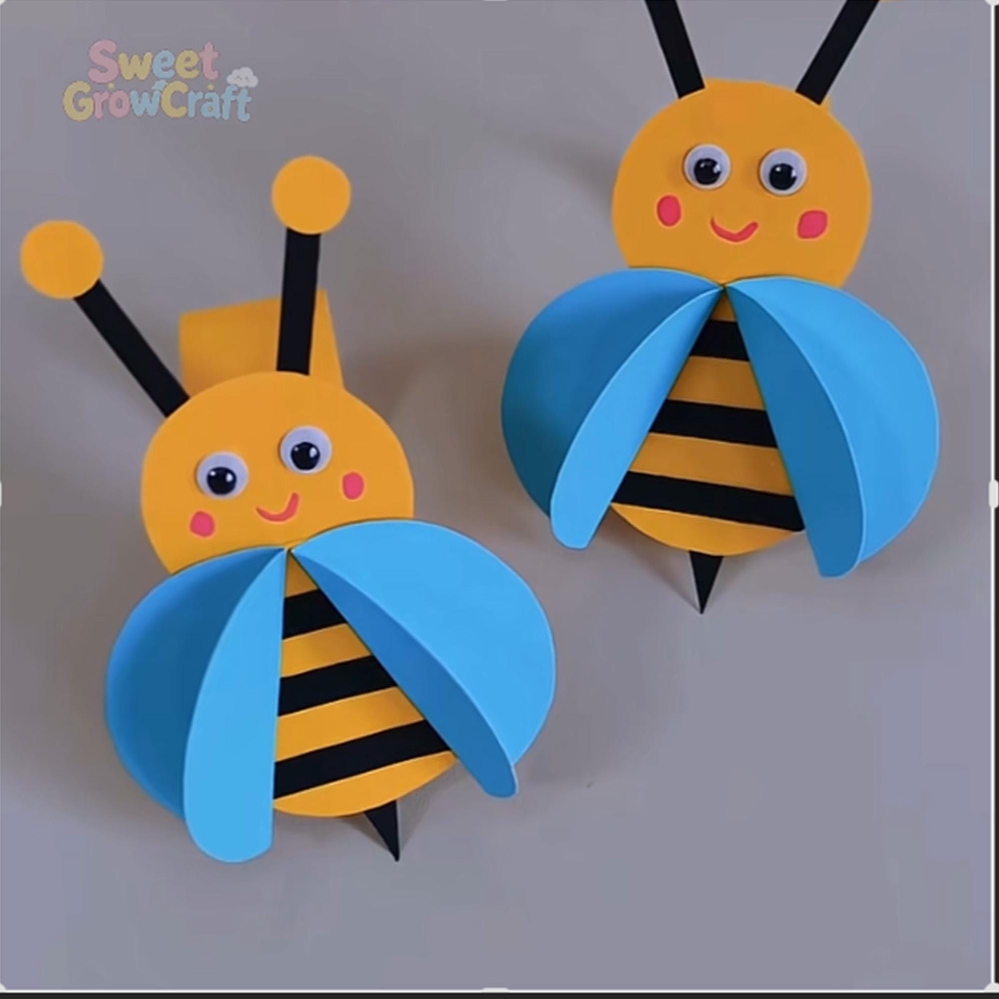 Easy Kids Colored Cardstock Bee Craft Tutorial With Printable ...