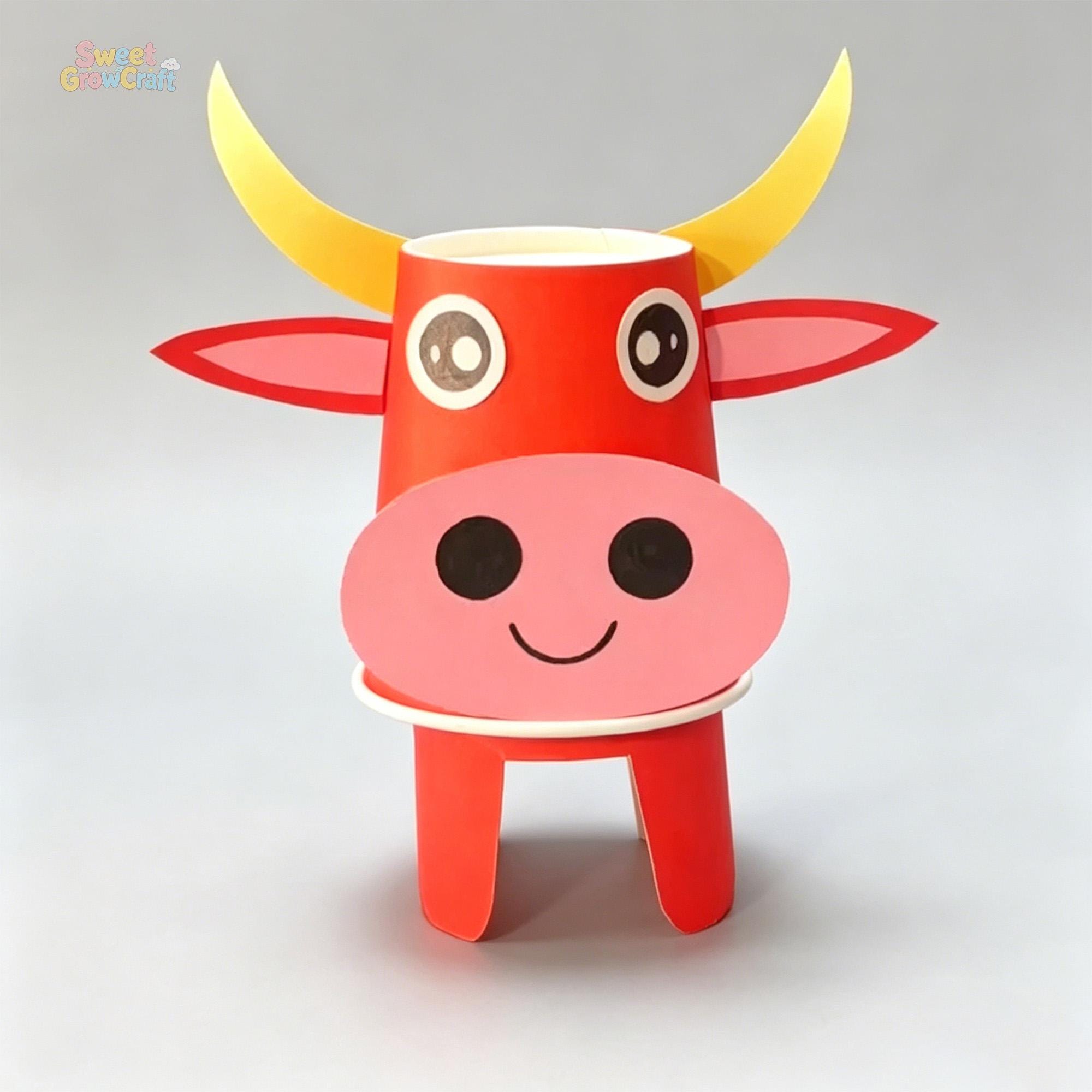 Paper Cup Cow Craft Tutorial Printable Cow Template Farm Animal Kids…