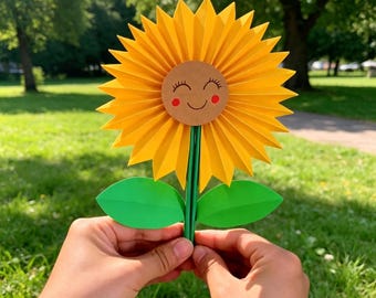 Easy Paper Sunflower Craft for Kids | Printable Tutorial & Breakdown Video | Summer Preschool Art Activity