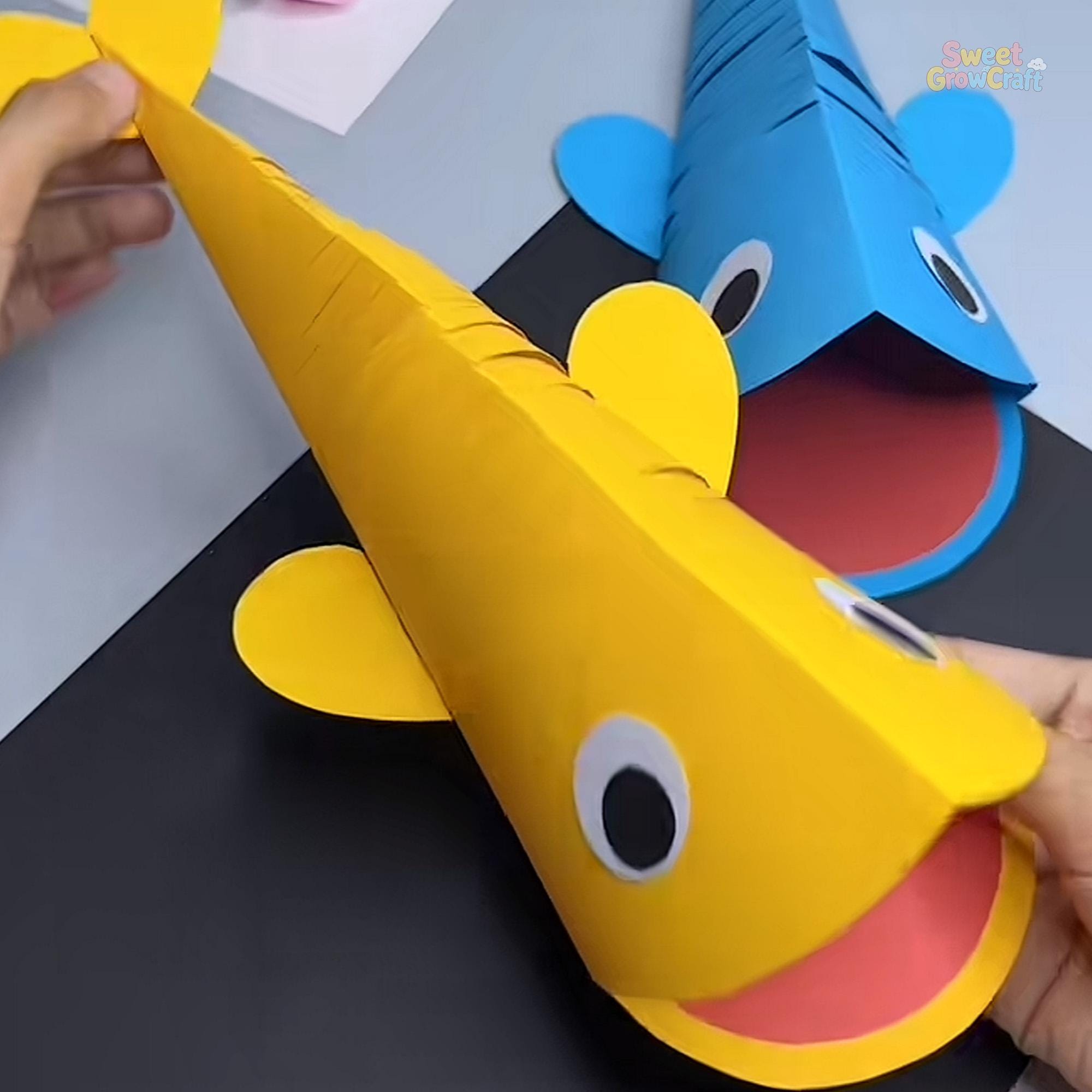 39 Awesome Animal Crafts For Kids 35 Moving Fish Craft for Kids 2-6, Preschool Ocean Animal Craft…
