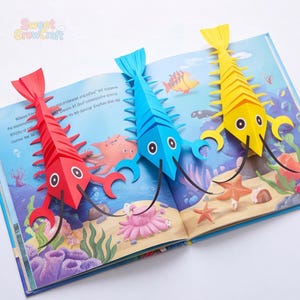 Printbaar 3D-kreeftknutselwerk voor kinderen | Papieren activiteit met oceaan-thema | Knutselsjabloon voor de zomer voor kleuters | Eenvoudig project voor fijne motoriek (PDF)