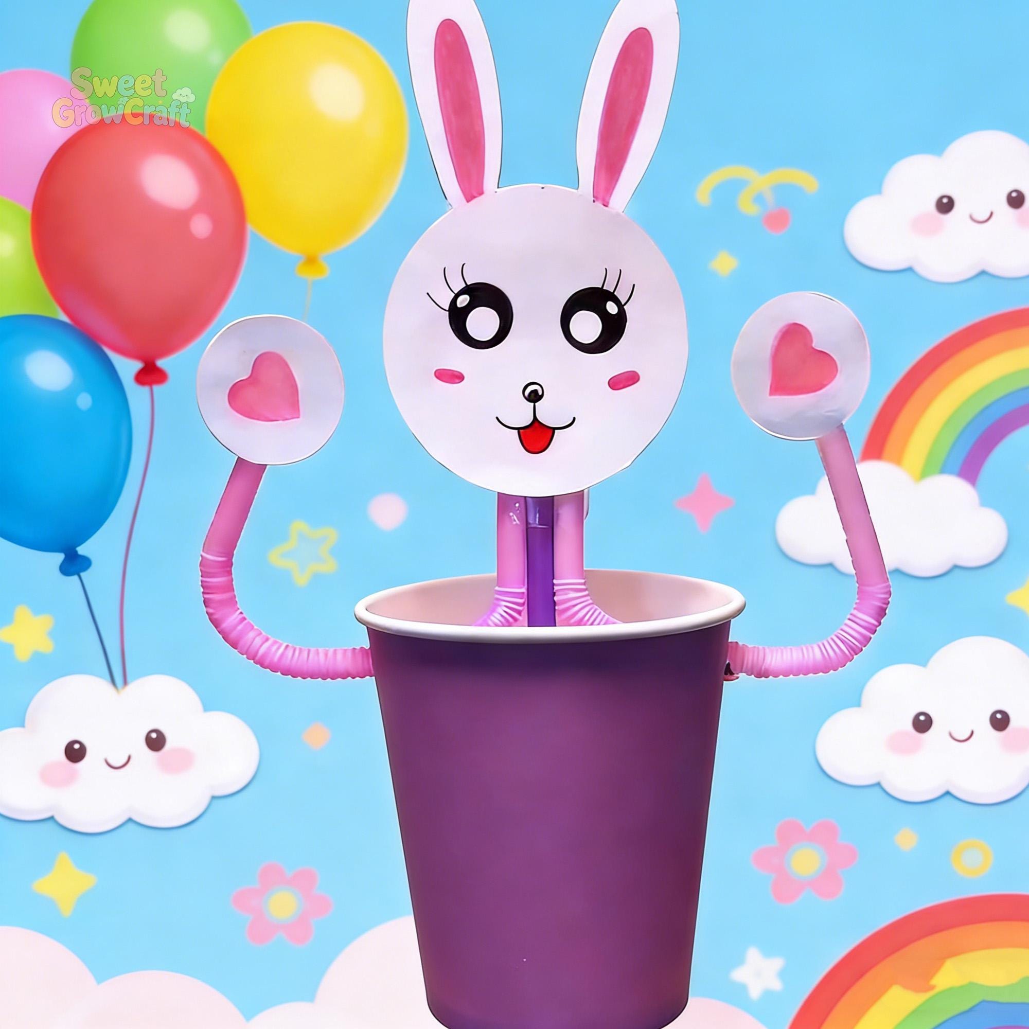 34 Recycled Crafts For Kids 31 Moving Bunny Craft Tutorial 2-6 Kids Recycled Paper Cup Activity…