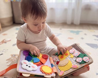 Custom Name Baby Quiet Book | Toddler Fine Motor Sensory Toy | Montessori Inspired Felt Book | 1st Birthday Gift for Boys Girls