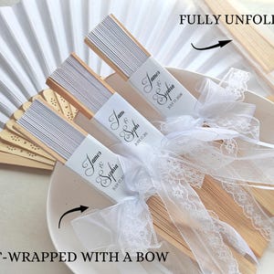 Bamboo Wedding Fans for Guests in Bulk, Romantic Summer Wedding Special Event Fans, Wedding Favors, Bridesmaid Gift, Hand Folding Fans