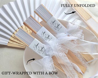 Bamboo Wedding Fans for Guests in Bulk, Romantic Summer Wedding Special Event Fans, Wedding Favors, Bridesmaid Gift, Hand Folding Fans