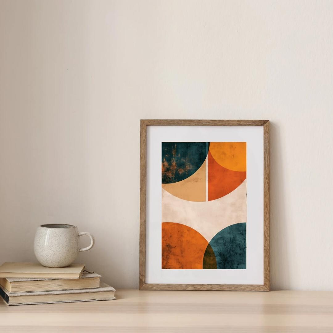 Mid Century Modern Abstract Wall Art, Retro Geometric Poster ...
