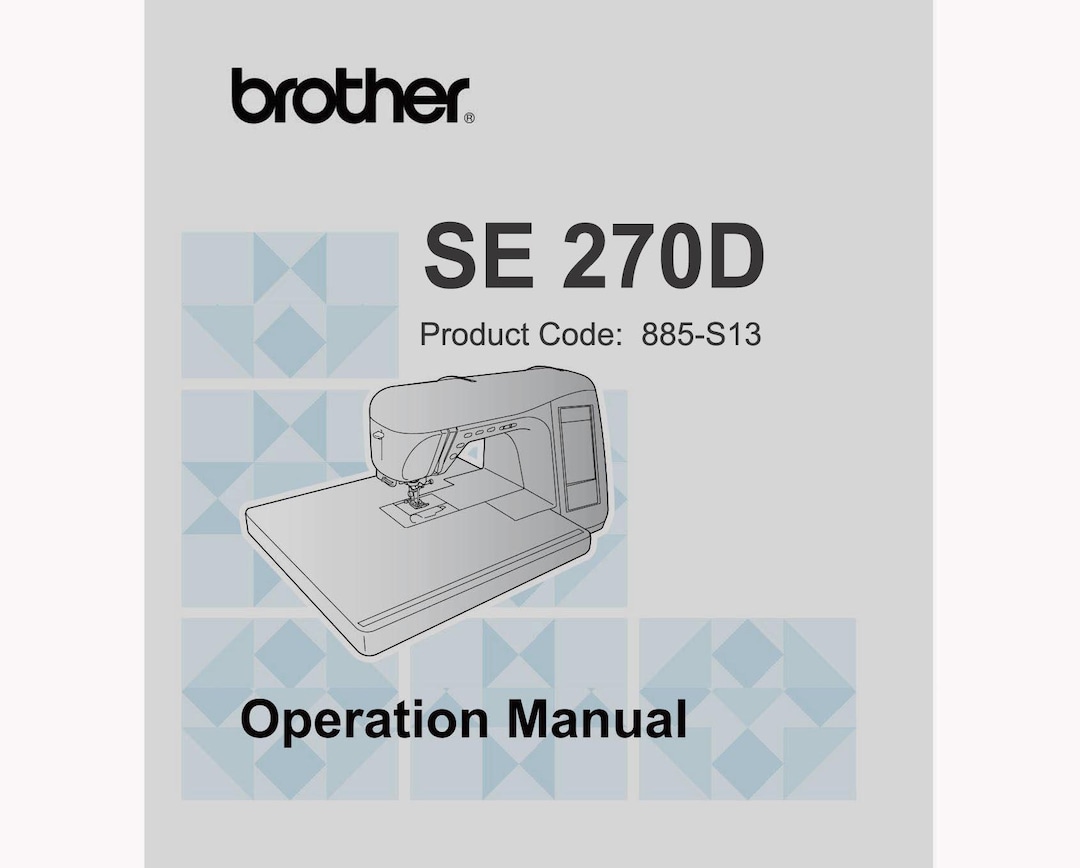 Brother SE 270D _operation Manual _digital Download _pdf Format - Etsy