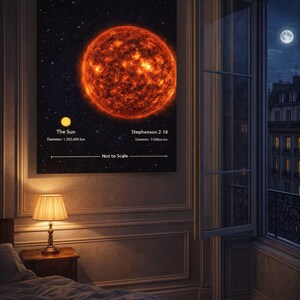 Sun vs Stephenson Star Wall Art Universe Size Compariso Space Illustration Printable