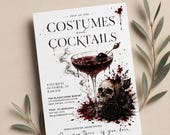Halloween  Gothic Invitation, Costumes Cocktails Party Invite, Editable Digital Download