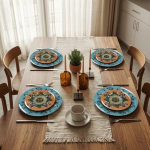 Porcelain Plate Set of 8, Artistic Decorative Plates, Vintage Style Tableware, Handmade Ceramic Dinner Set, Luxury Home Decor Gift