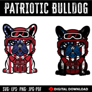 Bulldog patriottico in formato SVG, mascotte con bandiera USA (download digitale)