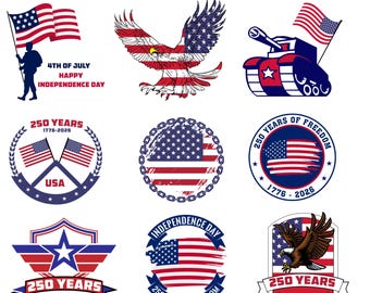 VS 250e verjaardag SVG-bundel 1776–2026, Cricut en drukontwerpen voor Independence Day