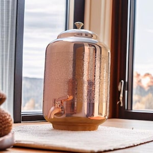 Engraved Copper Water Dispenser, Copper Pitcher, Handmade Embossed Drinkware Container, Copper Jug, Copper Water Container, Eco Friendly image 4