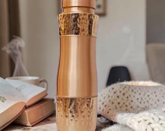 Botella de cobre, botella de agua de cobre puro, a prueba de fugas, botella de agua de viaje, botella de yoga, botella de cobre martillado, regalo ecológico