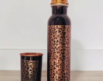100% Pure Copper Water Bottle, Antique Copper Bottle,  Leak-Proof, Travel Water Bottle, Yoga Bottle, Copper Bottle, Eco-friendly Gift