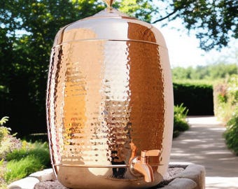100% Pure Hammered Copper Water Dispenser, Copper Pitcher, Handmade Hammered Drinkware Container, Eco Friendly, Copper Water, Gift for Mom