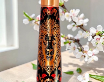 100% Pure Copper Water Bottle, Unique Printed Copper Bottle,  Leak-Proof, Travel Water Bottle, Yoga Bottle, Copper Bottle, Eco-friendly Gift
