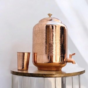 Engraved Copper Water Dispenser, Copper Pitcher, Handmade Embossed Drinkware Container, Copper Jug, Copper Water Container, Eco Friendly image 6