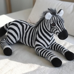 Peluche a forma di cavallo zebra - Cavallo morbido bianco e nero - Decorazione