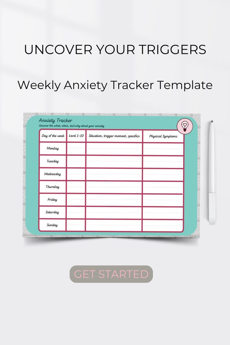 Weekly Trigger Log Anxiety Tracker Printable | CBT Daily Log, Trigger Identification (PDF ...