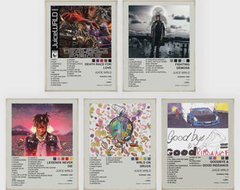 Juice WRLD Album Cover Legends Never Die Poster Collection - Goodbye & Good Riddance, Death Race for Love Art ( 8x10" 5 Pack Unframed )