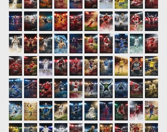 Legends Football Player Poster Set 4x6 Inches – Unframed Soccer Star Cards – Classic Football Icons Wall Art – Set of 70