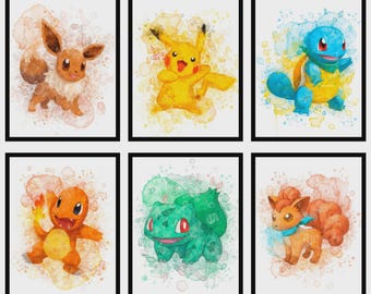 Colección de pósteres de dibujos animados de anime vintage para la decoración de la habitación de un gamer (paquete de 6 pósteres de 8x10 pulgadas sin marco).