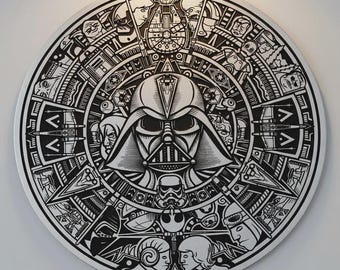 Decoración de pared colgante de Star Wars: 30 x 30 cm. Darth Vader, Stormtrooper, Yoda, R2-D2 y Chewbacca. Regalos para adolescentes, niñas y niños.