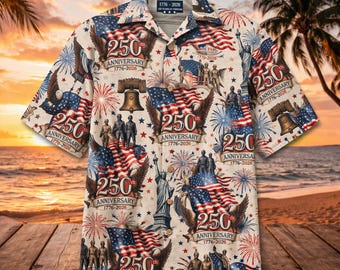 250th Anniversary American Independence Hawaiian Shirt – Patriotic Red, White & Blue