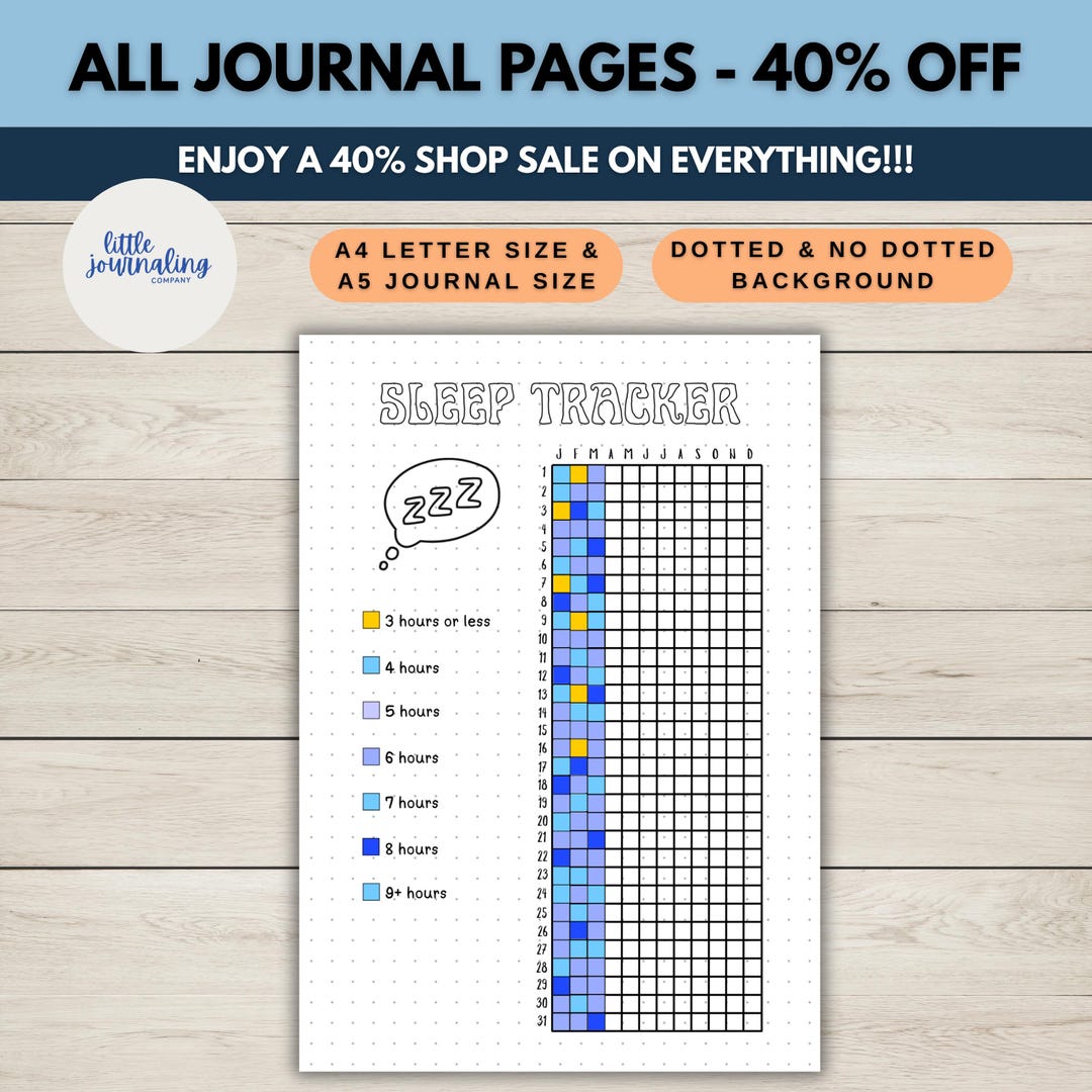 Yearly Sleep Tracker | Printable Journal Page | Planner Page | Track ...