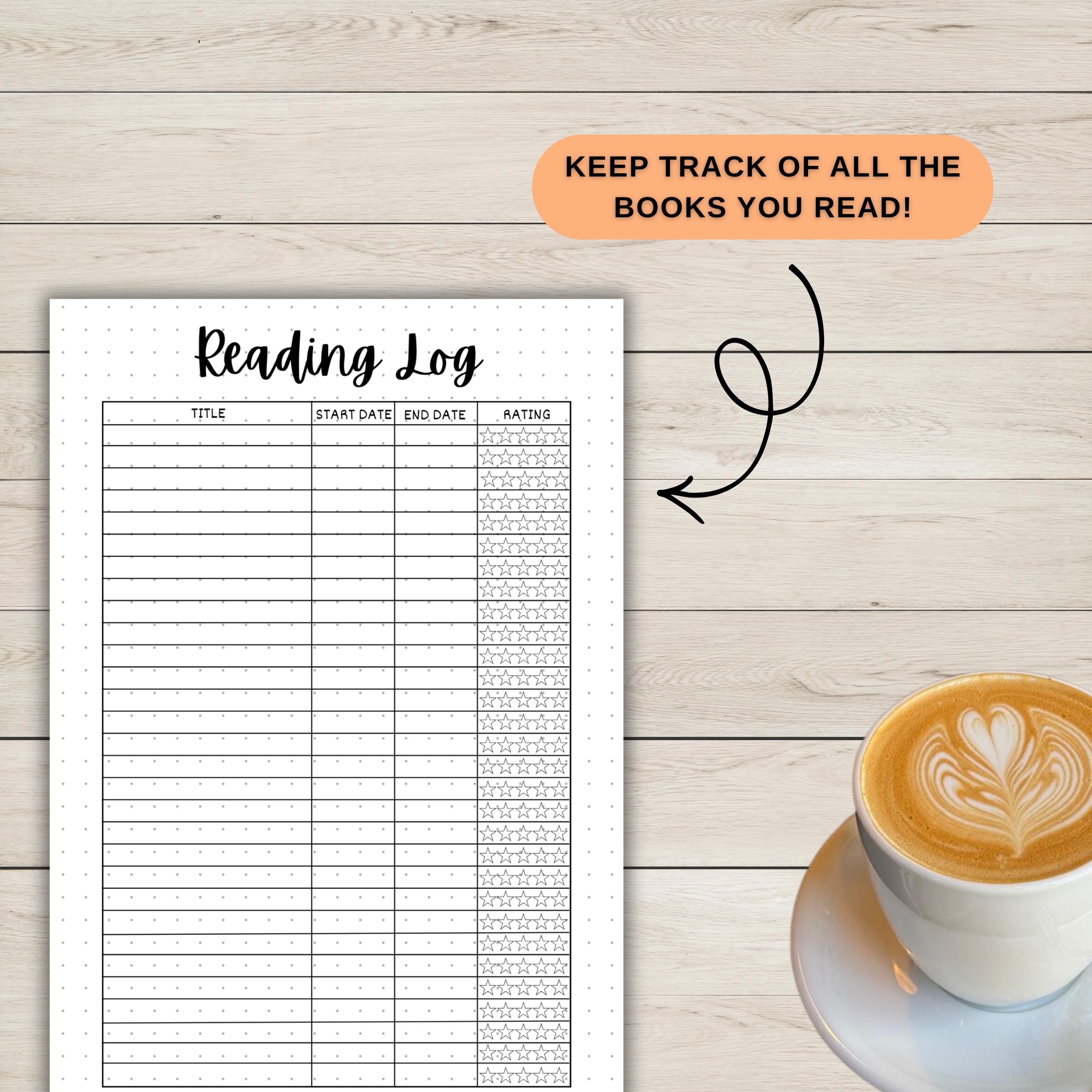 Tracking Books Read Reading Log Chart | Printable Journal Page | Planner Page | Book ...
