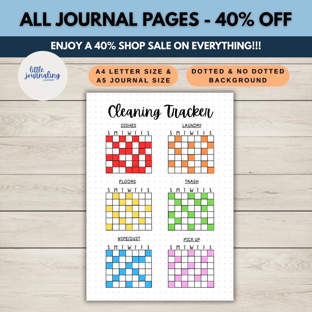 Cleaning Tracker | Printable Journal Page | Printable Planner Page ...